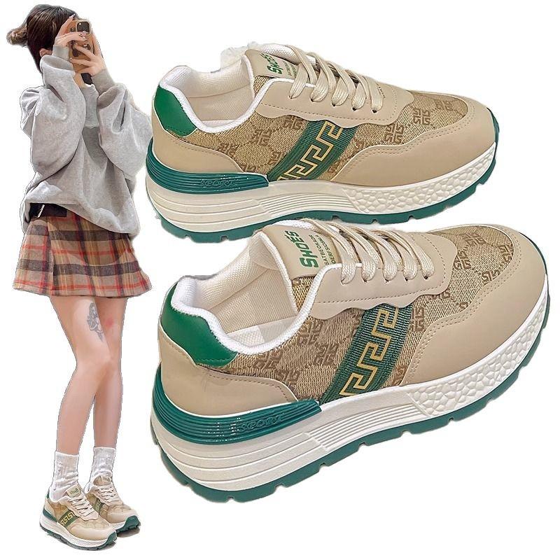 Platform dad shoes women's retro casual shoes inner height increase lightweight sports shoes women