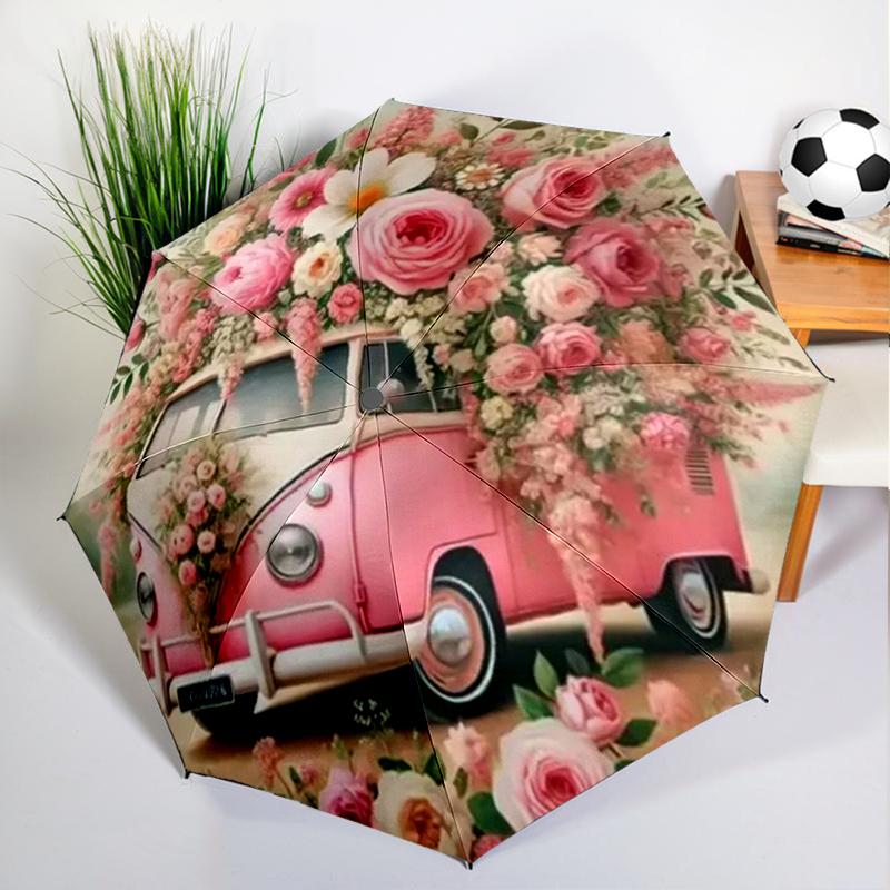 

Hippie Vintage Bus Umbrella Automatic Open/close, Sturdy Iron Frame & 8-Rib Struct, Umbrella for Women & Men, Christmas Gifts