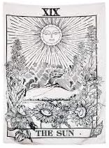 Indian Consigners Tarot Cards Tapestry Black & White The Sun Small Cotton Posters Medieval Europe (100 CM x 75 CM) (The Sun B/W)