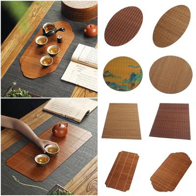Multicolor Bamboo Tea Mat Heat Insulation Anti Scalding Hand-woven Tea Mat Multi-shape Zen Tea Mat Tea Ceremony Supplies