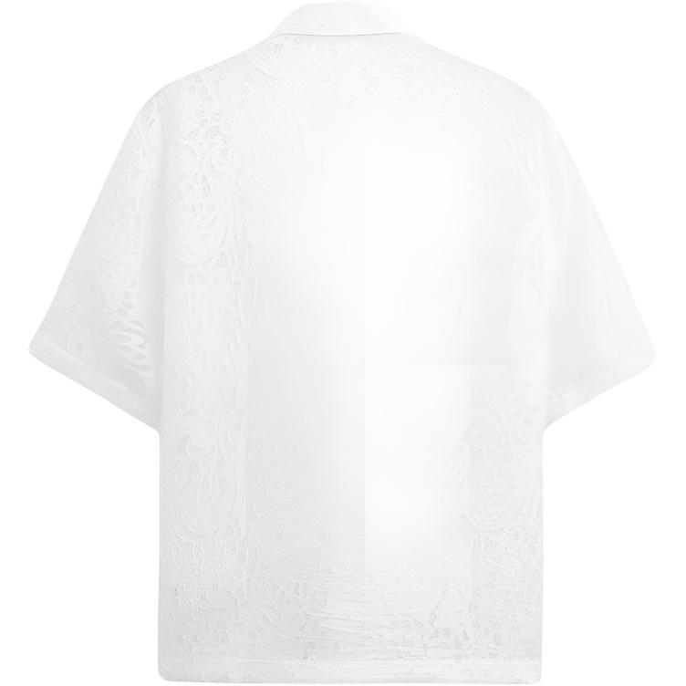 Zara Loose Geometric Pattern Jacquard Short Sleeve Shirt Men Shirts White 2599300-250