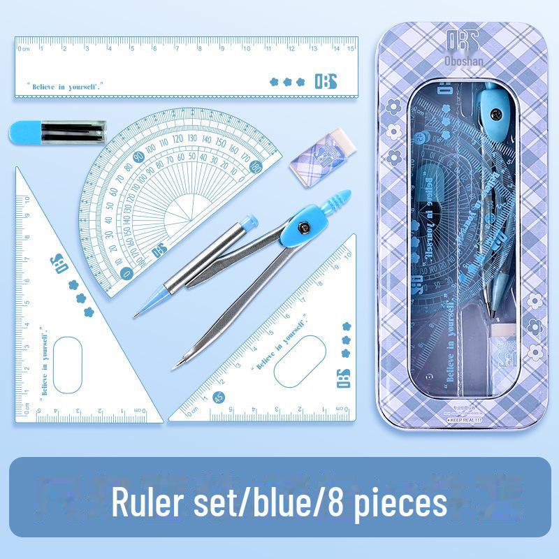 8-Piece Student Stationery Set: Compass, Soft Ruler & More - Ideal for Primary School Gifts or Exam Supplies