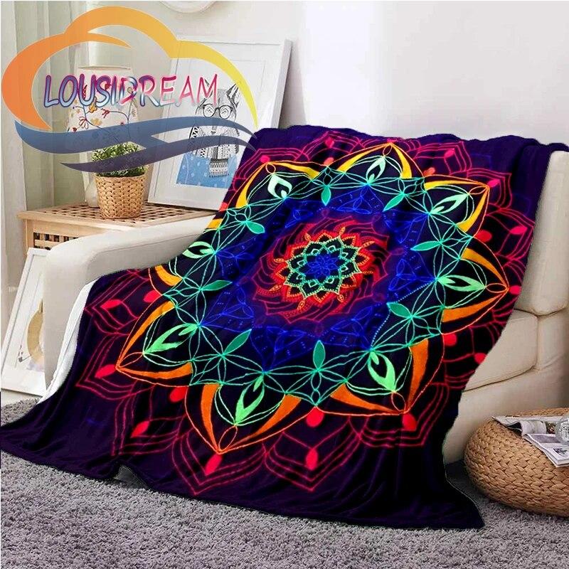 Flower of Life and Dature Stramonium Datura Flannel Warm Soft Fashion Blanket Plush Sofa Bed Throw for Picnic