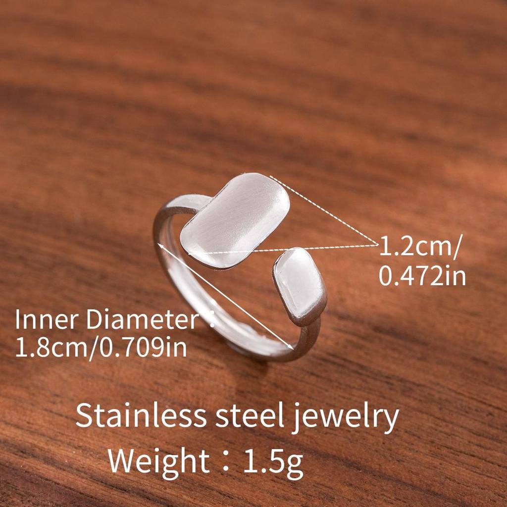 Stainless Steel Adjustable Open Ring - Colorfast Titanium Jewelry