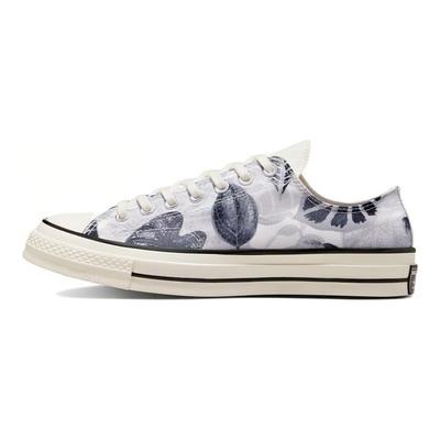 1970s Chuck Taylor All Star Leaf Print Low-top Canvas Shoes Unisex Gray Blue