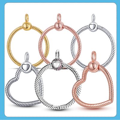 Nuovo ciondolo a forma di cuore O in nastro 925 O pendente adatto per catena portacavi Collana con ciondolo fai da te perline regalo di gioielli