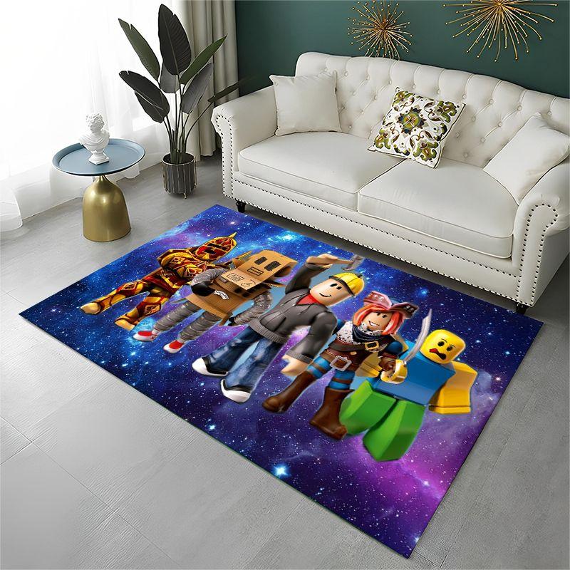 Classic Cartoon R-Robloxs Game Non-Slip Area Rug for Living Room,Bedroom,Playroom,Soft Carpet Floor Mat Home Decor Rug Room