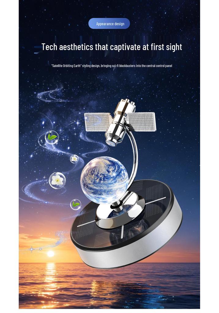 Solar-Powered Rotating Car Air Freshener & Perfume Ornament - Long-Lasting Odor Removal