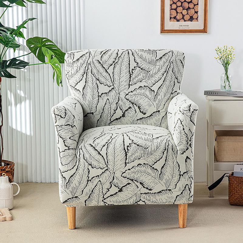 

Leaves Jacquard Club Chair Cover Thicken Chenille Stretch Tub Armchair Slipcovers Living Room Elastic Single Sofa Couch Cover
