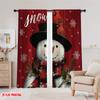 2pcs,2D plane printing Pattern Curtains Let It Snow Snowman Snowflake Durable 100% Polyester Fabric (without rod) Home Decor for