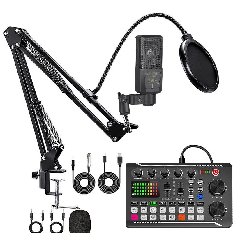 LGT240 Condenser Microphone with F998 & V8S Sound Cards for Live Streaming & Recording