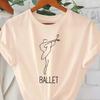 Damen Elegantes Grafisches T-Shirt im Ballett-Thema Lässiges Kurzarm-Rundhals-T-Shirt mit tanzender Figur Design Ballettänzerin T-Shirt
