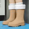 New medium tube rain shoes, women's non-slip water shoes, fashion water boots, thick-soled rain boots and velvet work rubber shoes