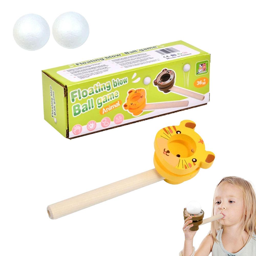 Wood Floating Blow Pipe Ball Game Toy Board Game for Children Balance Training Floating Blowing Ball Hand-Eye Coordination