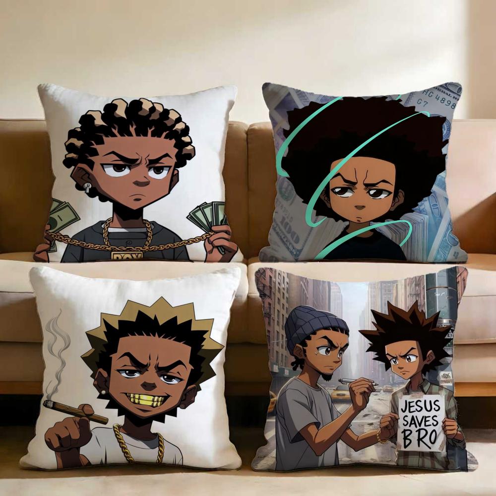 Cartoon A-Boondocks Retro Cushion Cover Multi-Scene Pillow Cover for Home & Car - Reversible, Soft & Durable for Daily Use