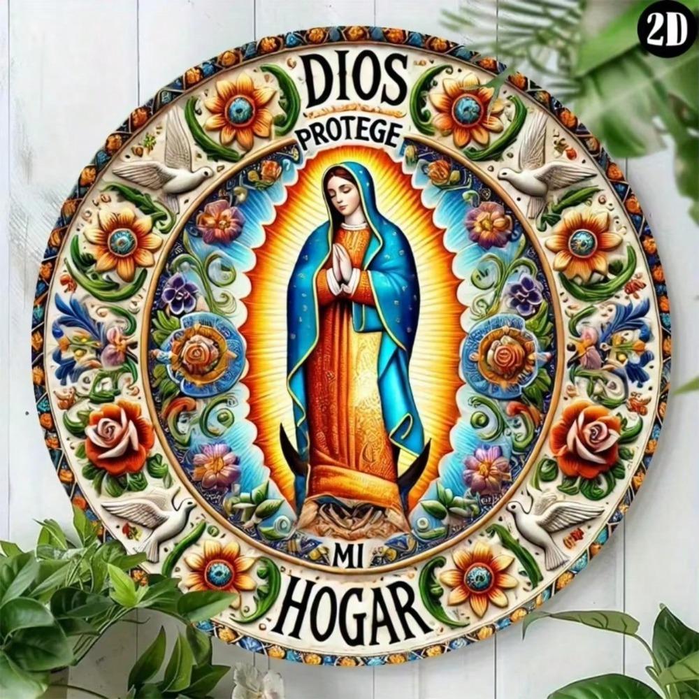 Metal Art House Sign God Keeps My Home Spanish Style Entryway Decor