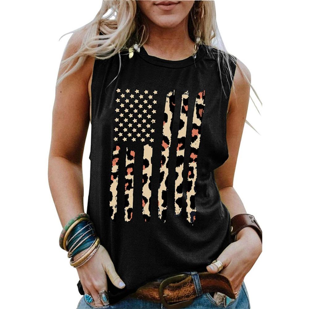 Summer USA American Flag 3D Print Tank Tops Sexy Woman Streetwear Y2k Tops Oversized Vest Off Shoulder Sleeveless Woman Camisole
