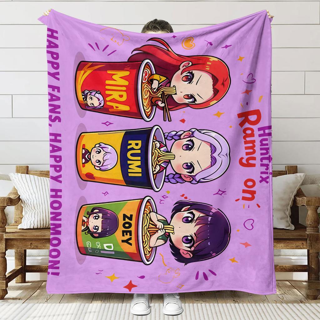 Huntrix Flannel Blankets Demon-Hunters Bedroom Sofa Blankets Soft Throw Blanket Warm Birthday Gifts For Girls Home Decorations