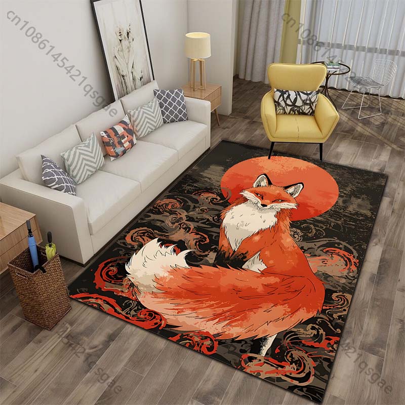 

Multiple sizes Japanese Ukiyo-e Red Fox Art Print Carpet for Living Room Bedroom Sofa Home Decor Non-slip Mat Luxury Gift 40x60cm