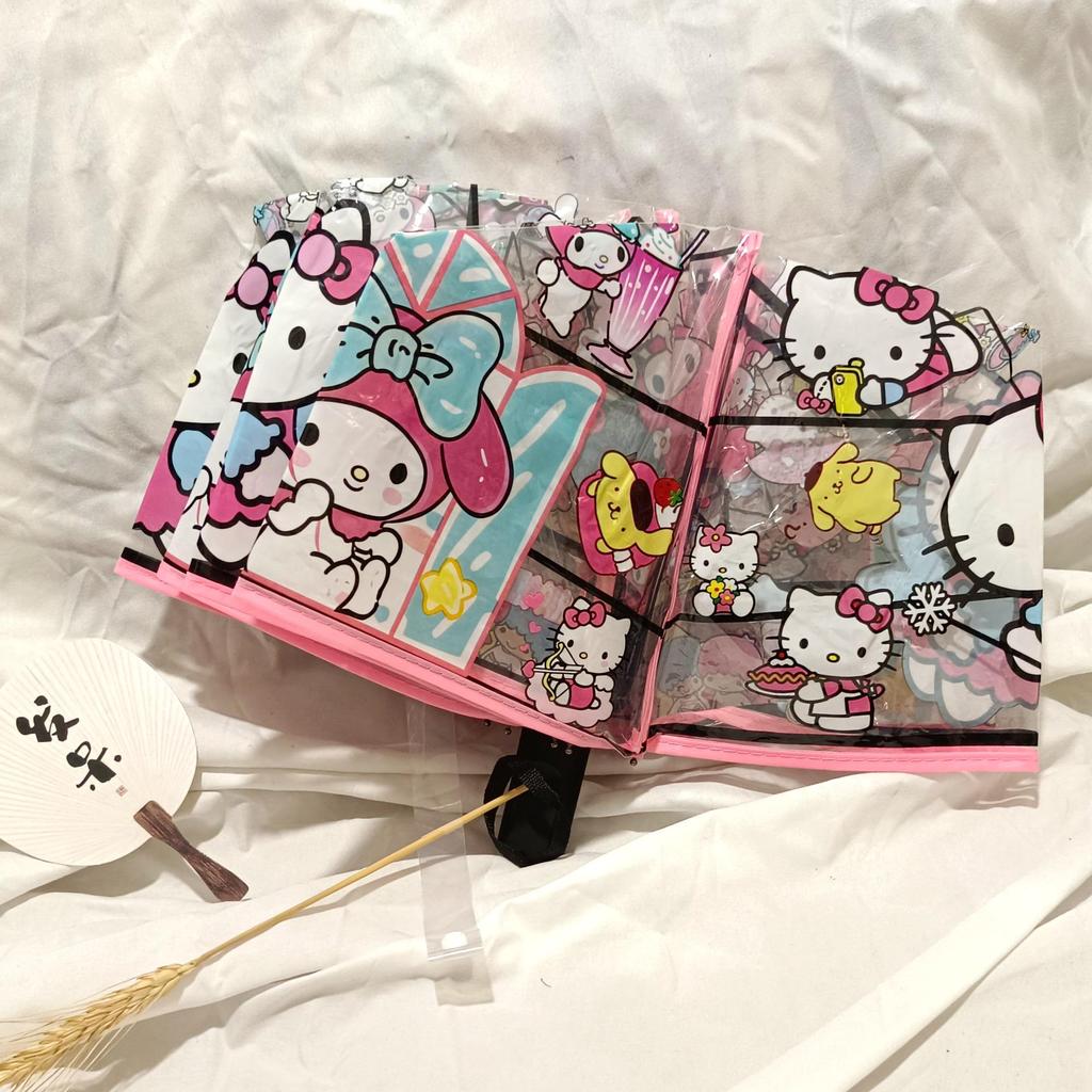 Kuromi Anime Soft Girl Transparent Folding Umbrella - Thickened and Portable