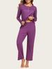 European & American Women's Fashion: Autumn 2025 2-Piece Pajama Set – Casual Long Sleeve Top & Pants with Pockets