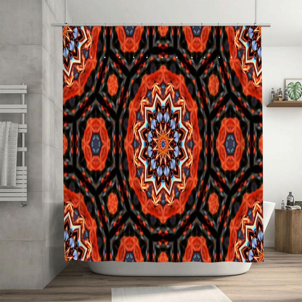 Kaleidoscope Shower Curtain Bathroom Decor Waterproof Fabric Bath Mat Sets Modern Artistic Design Print 3D Customizable Size Opt