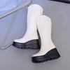 Fashion Fashionable High Quality Women New Modern Mid-calf Boot  Riding Boots Platform Round Toe Black White  Big Size 43 Street Boots