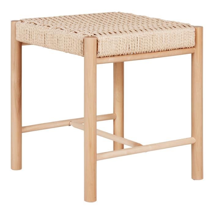 Tabouret en peuplier avec assise en osier naturel House Nordic Abano