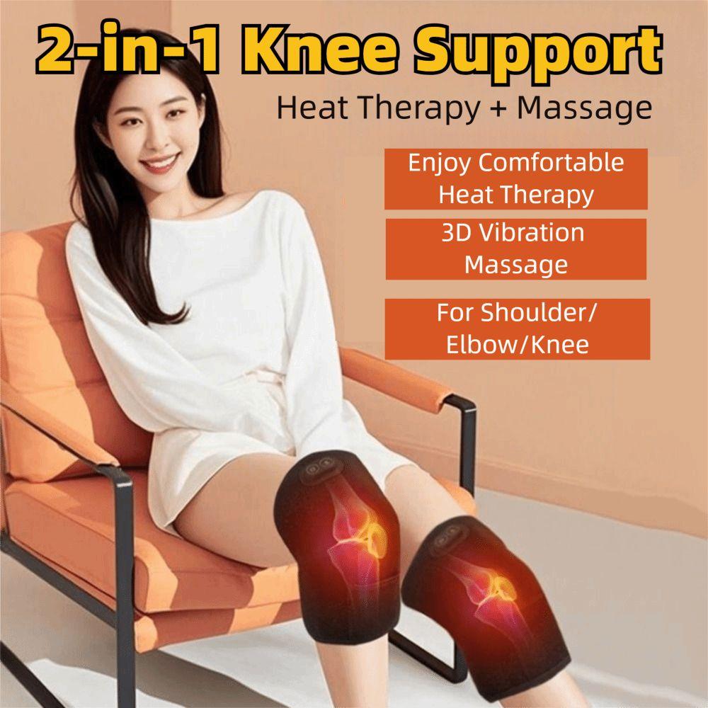 3 in 1 Heated Knee Wrap Black Heating Vibration Massager Heated Knee Brace Arthritis Prevention