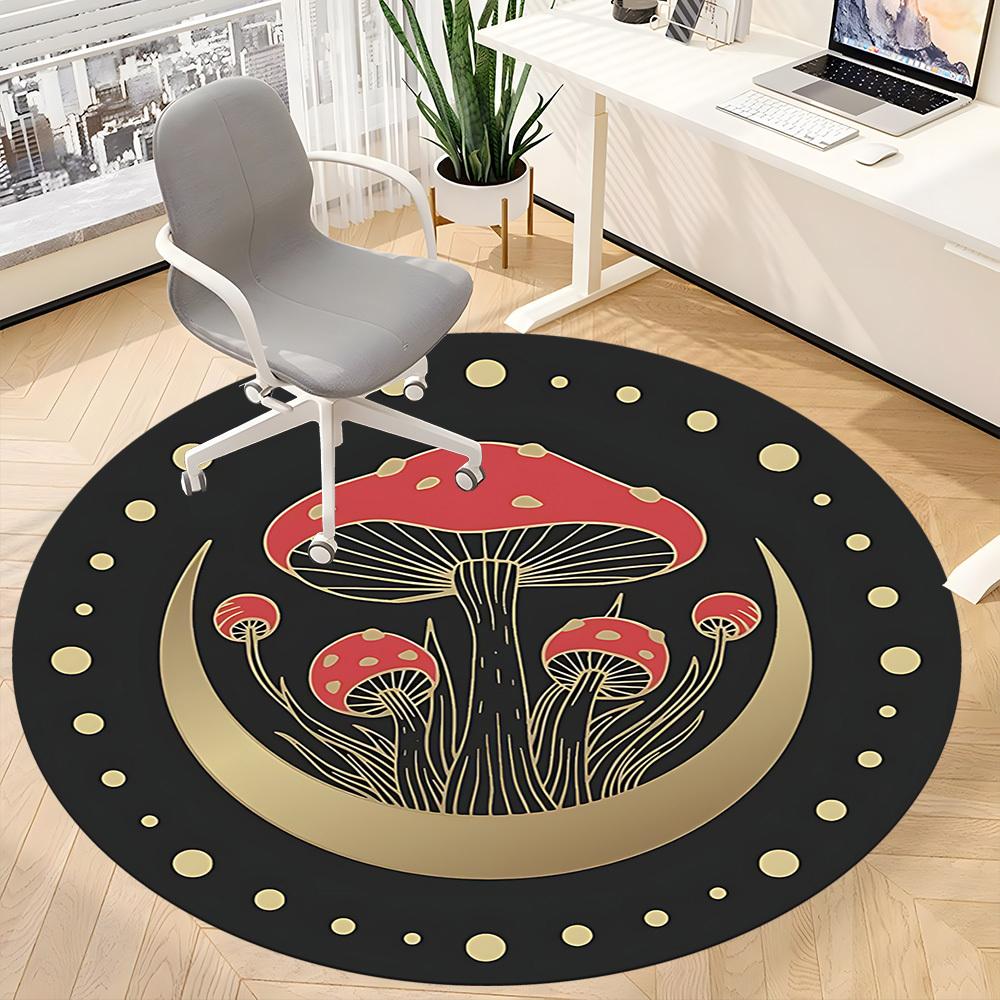 1pc Mushroom Fantasy Office Round Area Rug, Under Office Chairs Bedroom Living Room Home Decor, Room Deco, Available in Various Sizes