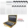 Tableware Set Gift Box Fabulous Cutlery Knife Fork Dessert Spoon Coffee Spoon 24PCS Gold Flatware Dinnerware Sets