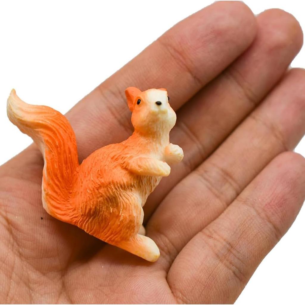 Pinenjoy Cute Squirrel Figurines, 12 Pieces, Miniature Animal Figures, Cake Decorations, Garden Decorations, Funny Birthday Decorations, Small
