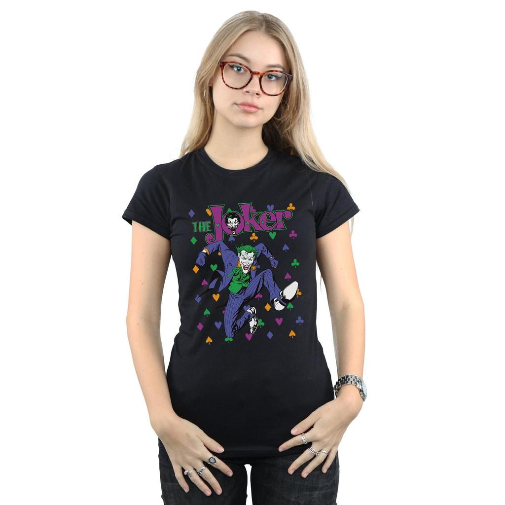 DC Comics Womens/Ladies Batman Joker Cards Jump Cotton T-Shirt