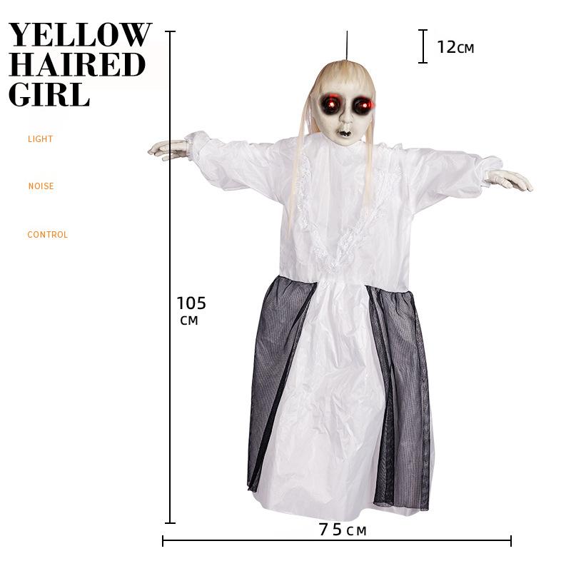 7 Styles Scary Halloween Decor Hanging Female Ghost Electric Voice Activated Pendant Horror Props for Haunted House Party