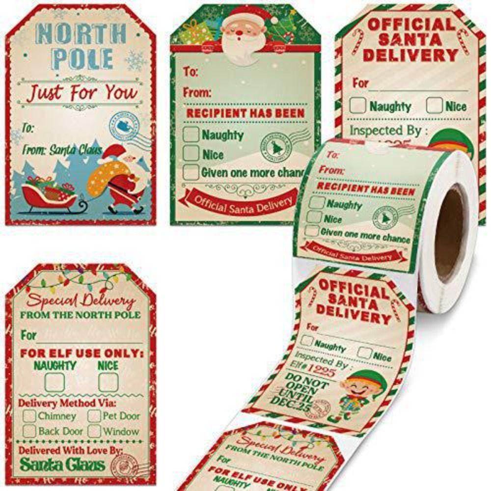 200Pcs/Roll Creative Christmas Gift Tags Stickers Greeting Cards Decorations Christmas Decoration