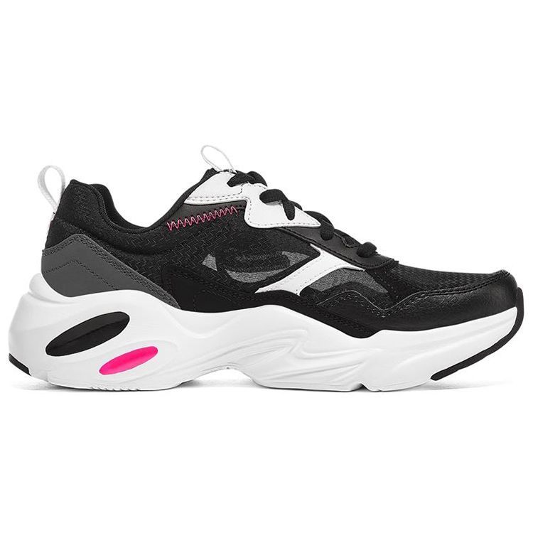 Skechers Stamina Airy Wing Shoes Fabric Synthetic Leather Trendy Outdoor Casual Low Top Dad Shoes Women Sneaker Black White 896003-BKW