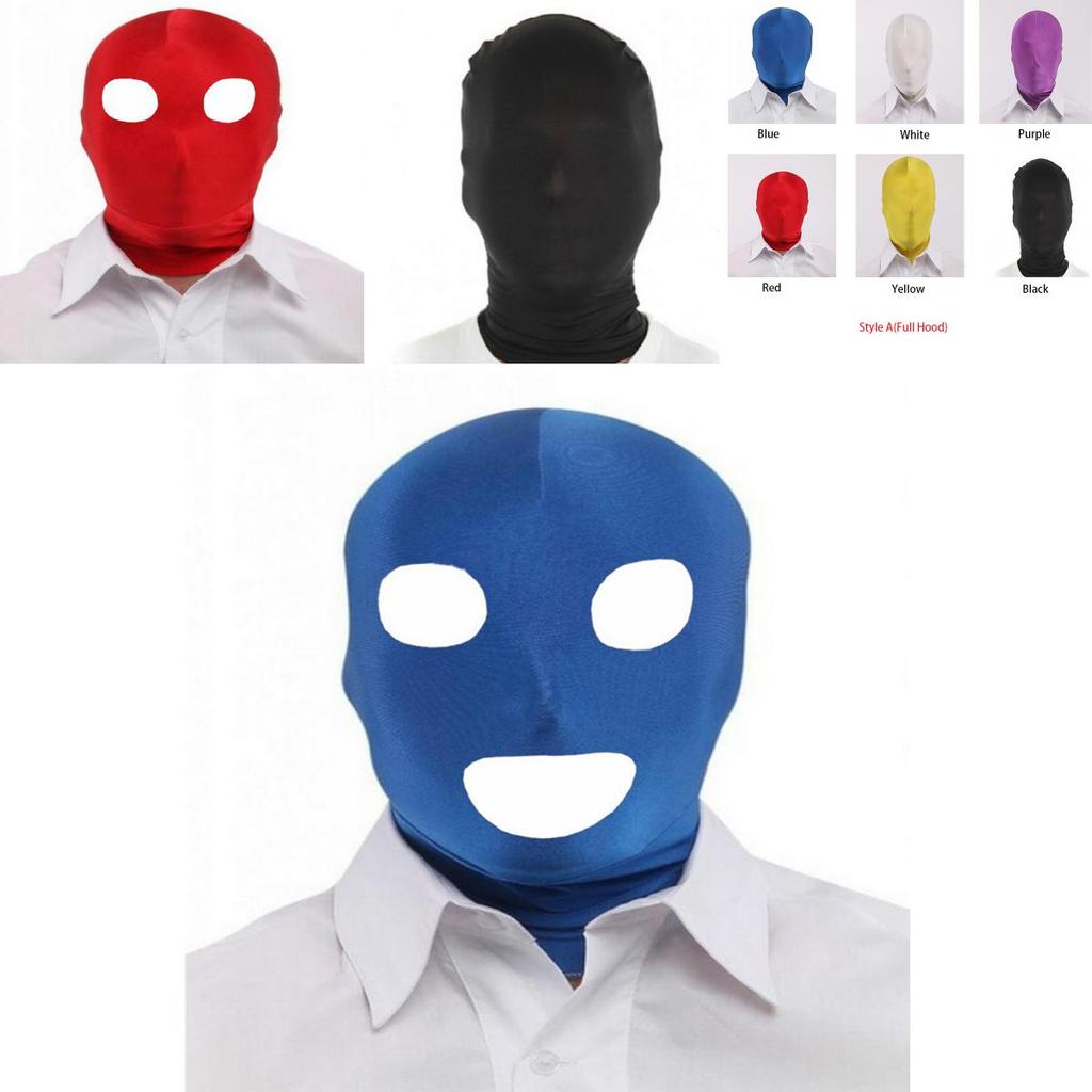 Halloween Sexy Cosplay Party Lycra Spandex Zentai Open Eyes Mouth Full Mask Hood
