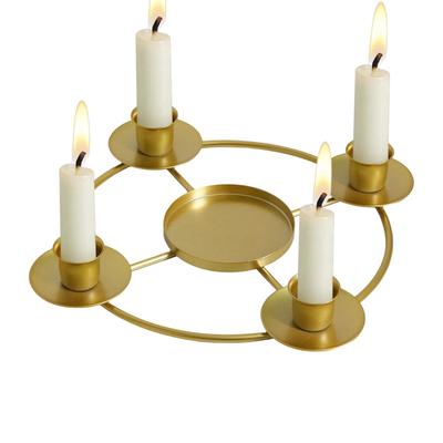 Porte-bougies dorés en métal rond présentoir chandelier couronne de l'Avent porte-bougies décoration maison mariage chandelier