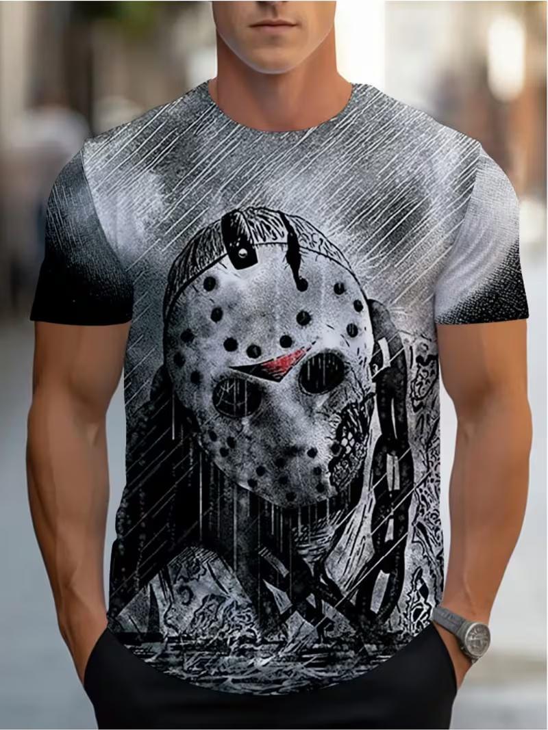 

Men s Retro 3D Graphic Print T-Shirt - Perfect for Daily Wear and Vacation S