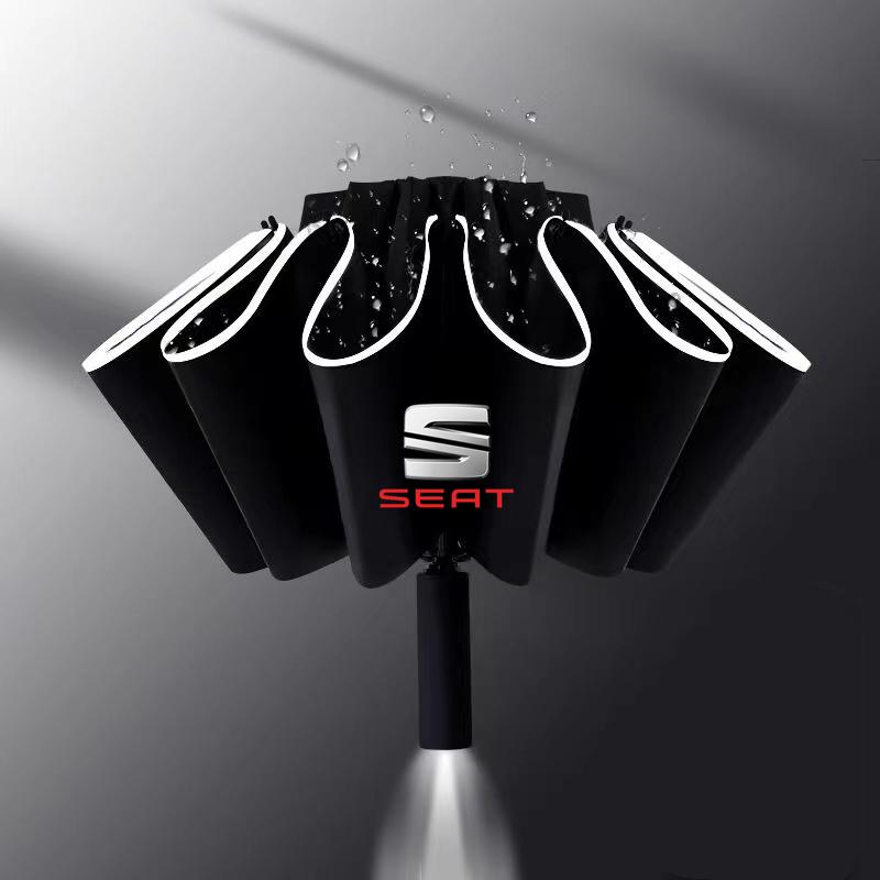 Automatic Reflective Stripe Reverse Led Light 10 Ribs Windproof Umbrellas For Seat leon fr mk2 mk3 lbiza Altea car Accessories plm056