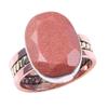 Natural Sunstone Gemstone Handmade 925 Sterling Silver Two Tone Ring Size 7 Y6z89