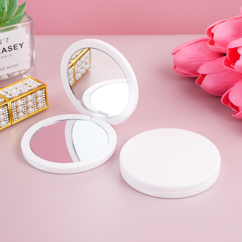 Flip-top Folding Double-sided Portable Makeup Mirror - Round Handheld & Desktop Design 7.2*7.2 cm Round Magnetic Flip-top Mirror белый