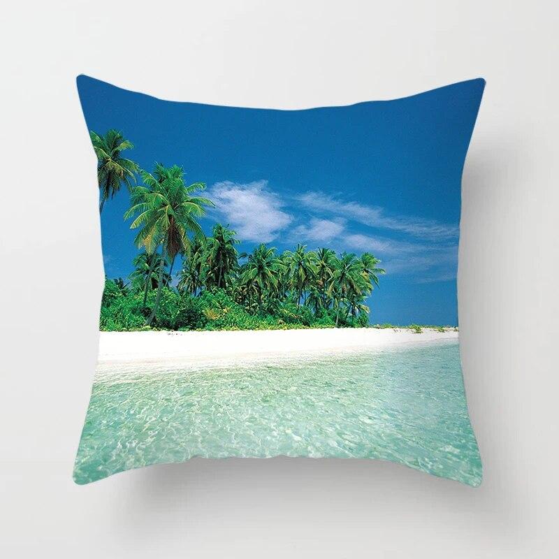 Beach Landscape Natural Scenery Printed Throw Pillow Cover Sofa Decoration Car Office Seat Cushion  Home Decor