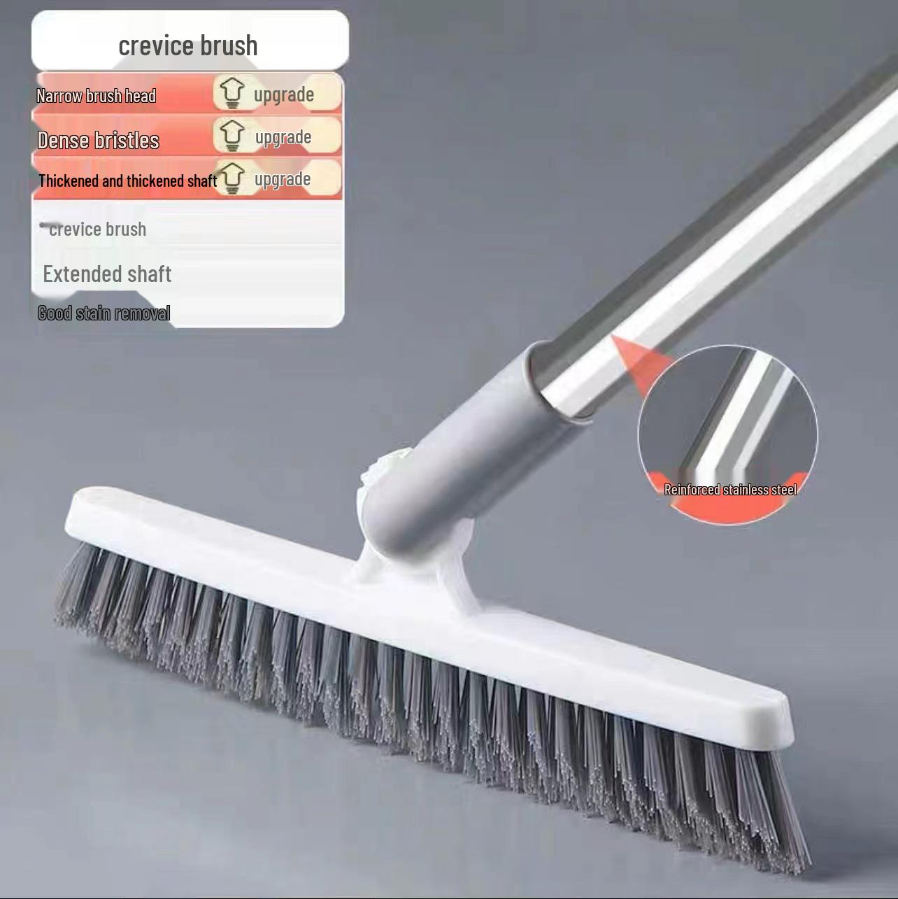 

Long Handle 5-in-1 Floor and Grout Brush with Clip for Tile and Corner Cleaning