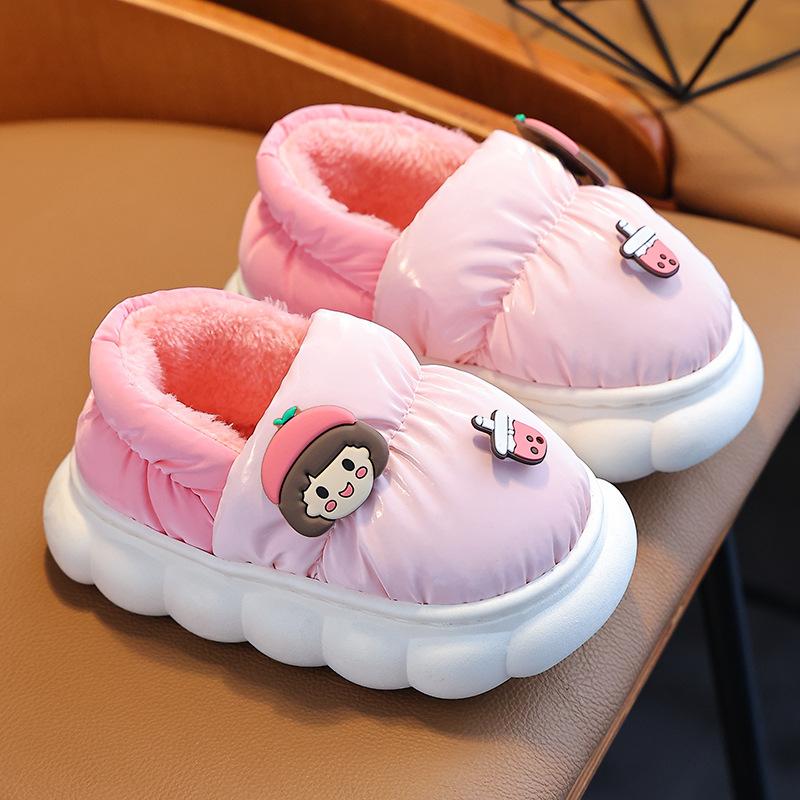

Children s cotton slippers women s new winter bag heel velvet warm cotton tow girls cotton shoes anti-splashing water middle children s cotton shoes 24/25 yards inner length 15cm рожевий