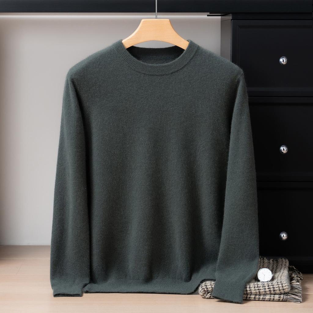 New round neck 100 pure cashmere sweater solid color loose thickened pullover knitted primed warm sweater