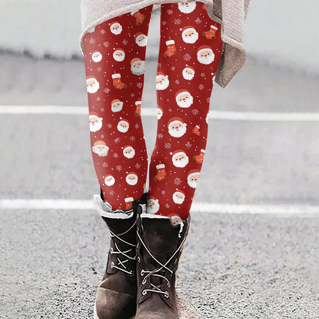 Women's Christmas Print Slim Fit Elastic Yoga Casual Pants