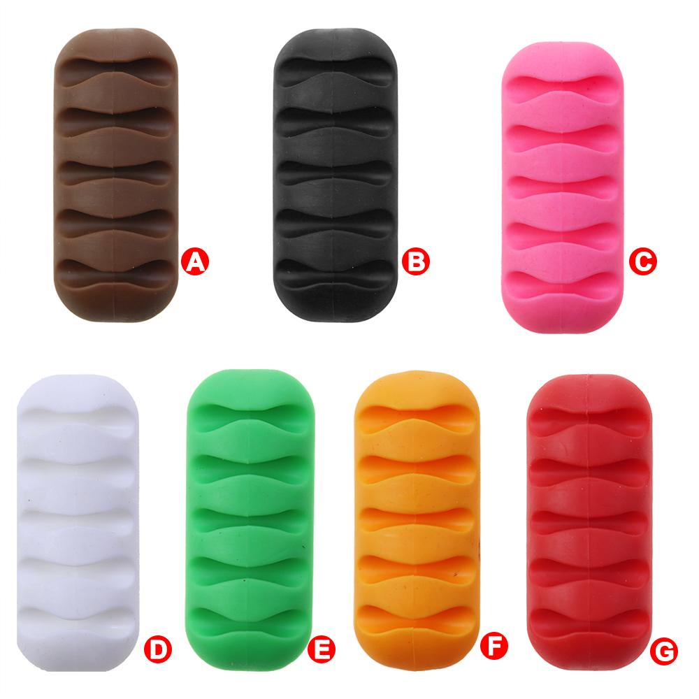 1PC 10G 7 Colour Silicone Wire Charger Lead Fixing Clips SUSB Cable Organizer Winder Desktop Tidy Holder for Mouse Headphone