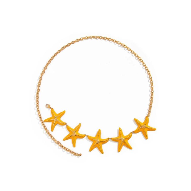 Bohemian Starfishes Waist Chain With Mixed Materials For Beach Vacation Outfits Summer Resort Accessory Stylish Adjustable Hip Belt