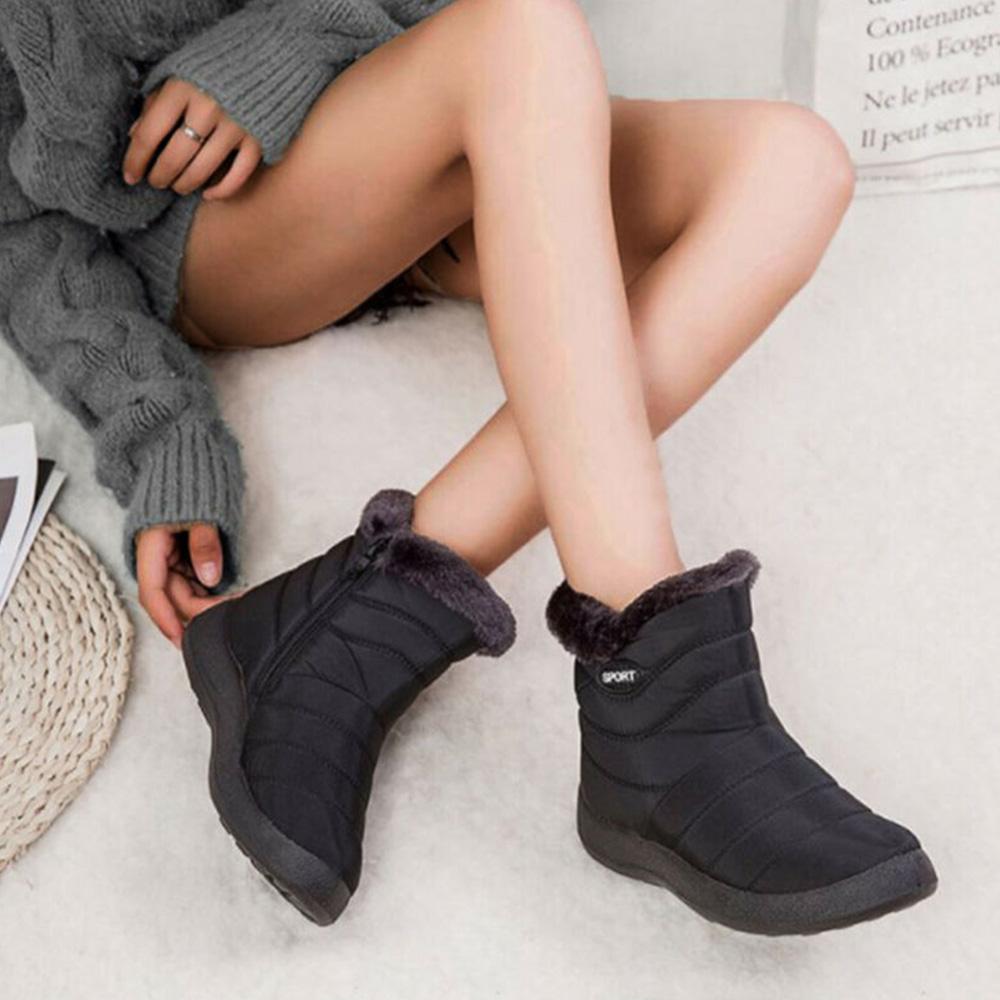 Botas de nieve cálidas de invierno para mujer Cremallera lateral Piel Lind  Zapatos impermeables de tacón bajo comprar a buen precio — entrega  gratuita, reseñas reales con fotos — Joom